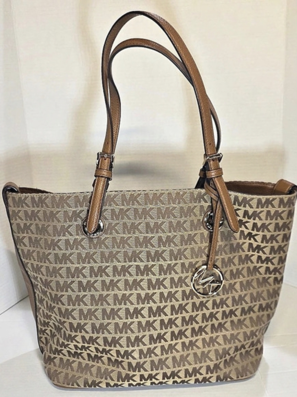 Michael Kors Jet Set Travel Medium Signature Logo Tote Bag Brown & Beige